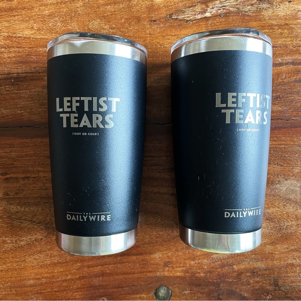 Daily Wire Black Tumblers Set Used with Brand New Lids
